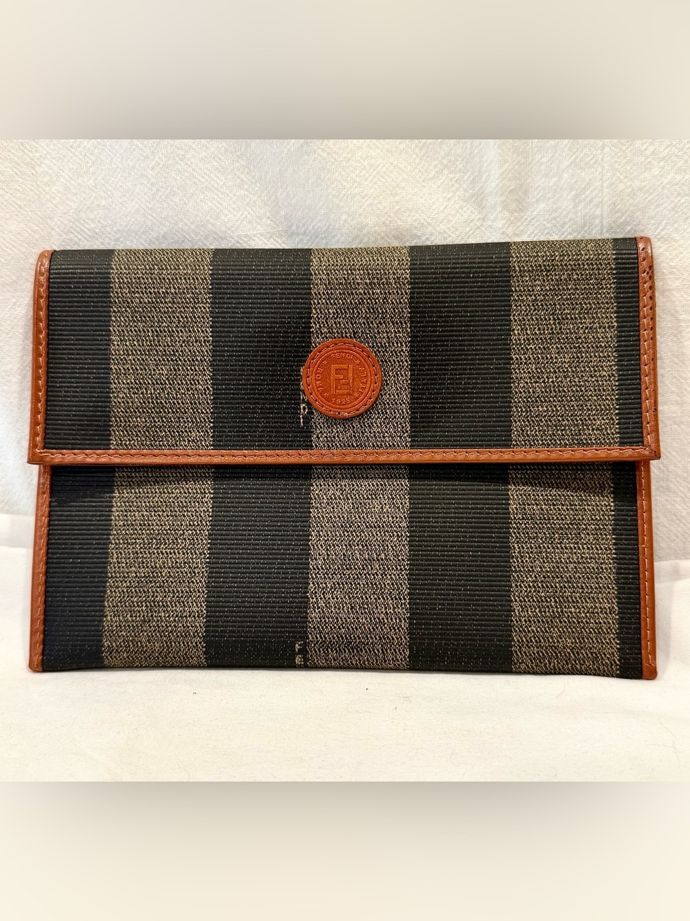 Vintage Fendi Pequin Stripe Travel Wallet and Envelope Clutch
